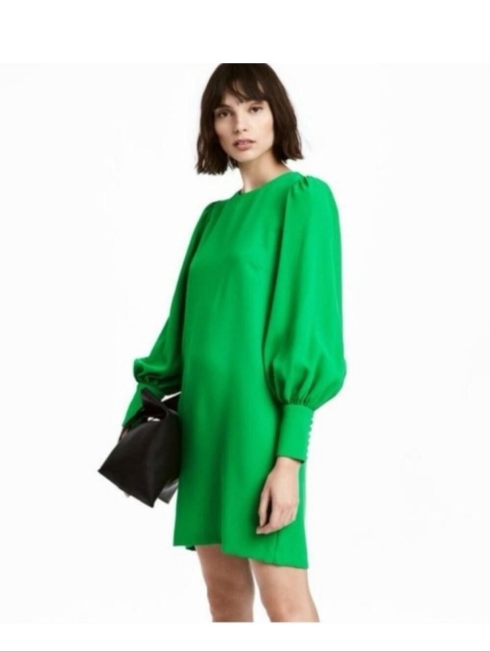 H&M Bright Green Long Sleeve Shift Dress